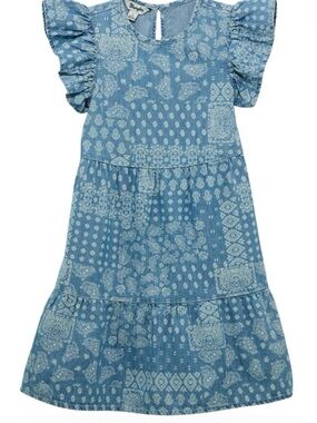 Wrangler Blue Paisley Tiered Girls' Dress